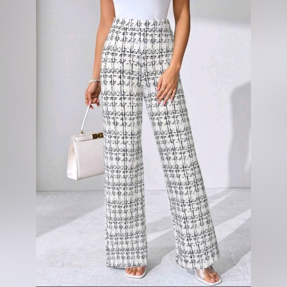 Summer Elegant Women's Plaid Printed Elastic Knitted Pants, Suitable - Picture 1 of 6